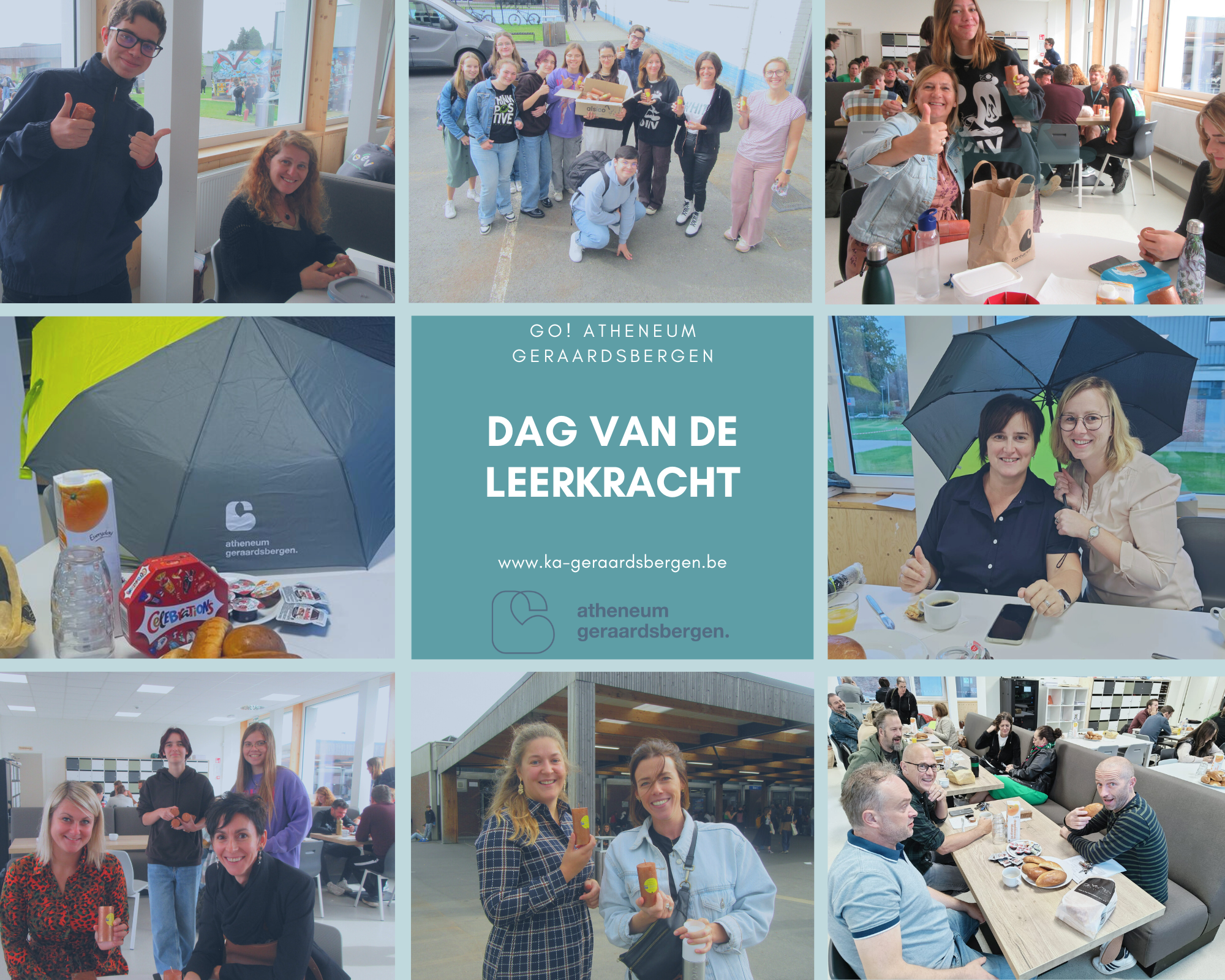 GO! atheneum Geraardsbergen viert ‘Dag van de leerkracht’ met paraplu’s, kaarsen en veel dankbaarheid