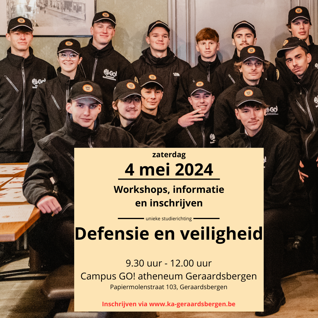 GO! atheneum Geraardsbergen organiseert op 4 mei boeiende informatiesessie met workshops rond ‘Defensie en veiligheid’